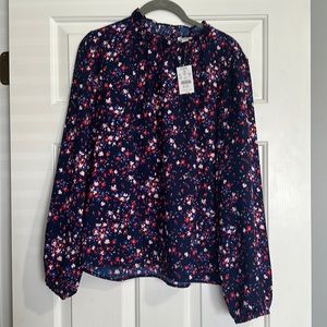 NWT J. Crew Navy Floral Blouse size L